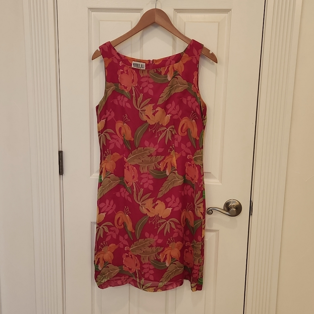 Robbie Bee 100% silk floral dress size 10P